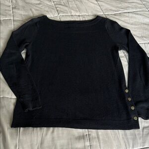 Ann Taylor Women's Navy Sweater with Button Side Detail
